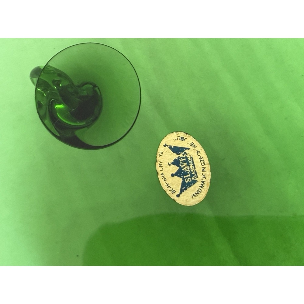 Czech Bohemian Gilded Gold Green Glass Bowl - Picture 8 of 12